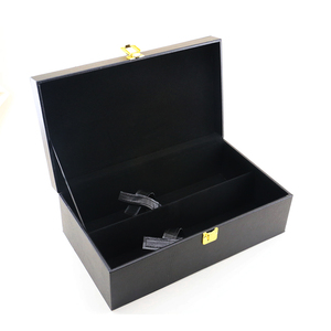 Logo personnalisé en cuir Pu noir, 2 bouteilles <span class=keywords><strong>de</strong></span> <span class=keywords><strong>vin</strong></span>, boîte-<span class=keywords><strong>cadeau</strong></span>, <span class=keywords><strong>emballage</strong></span> - Product Image 6