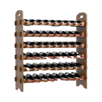 Meuble de rangement modulaire empilable à six niveaux pour 54 bouteilles, en bambou, autoportant, moderne, réglable, finition laquée, porte-bouteilles