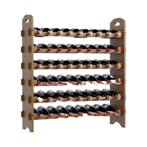 Six-Layer Panel 54-Bottle Stackable Storage Modular Cabinet Bamboo Freestanding <b>Floor</b> Modern Adjustable Lacquer Finish <b>Wine</b> <b>Rack</b> - Product Image 1