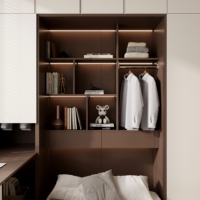 Armoire de chambre contemporaine Aige, meuble de rangement en bois massif pour vêtements