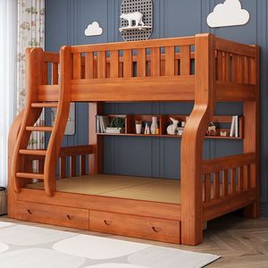 SeaMind Tiroir d'étagère en bois massif Lit superposé à deux étages Lit mère-enfant haut-bas <span class=keywords><strong>Couchette</strong></span> supérieure/inférieure Lits armoire à deux niveaux - Product Image 6