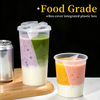 PP Dubbelwandige beker 500ml, beker voor twee smaken, dubbele genot, aangepast logo voor bubble tea, sap en koffiebekers