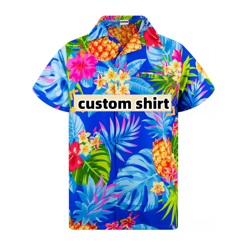 Oem High Quality Cotton Custom Cuban Collar Linen Short Sleeve Silk Button Up Down Bowling Hawaiian Shirt Men'S Shirts For Men
