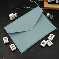 Tempat Kartu Mahjong Modis Portabel Dompet Amplop Kulit PU Aksesoris Permainan Mahjong Kantong Penyimpanan