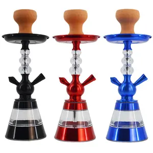 Juego de bonges de agua de vidrio de aleación de aluminio colorido precio barato de alto nivel barra árabe hookah Shisha accesorios completamente al por mayor