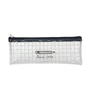 Clear PVC Waterproof Zipper Pencil Case Custom Logo for Students-Keeps Pens Small Stationery Organized for <b>School</b> Office Use - Product Image 1