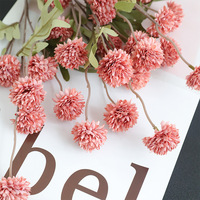 Fleur en soie artificielle, pissenlit à 5 têtes, chrysanthème de table, mini boule de couleur automne, pour décoration de mariage et de salon