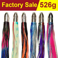 Big 526g Leurres de pêche en haute mer Tête de jet en métal Jupes de calmar Leurre de pêche à la traîne en eau salée pour thon Marlin Wahoo