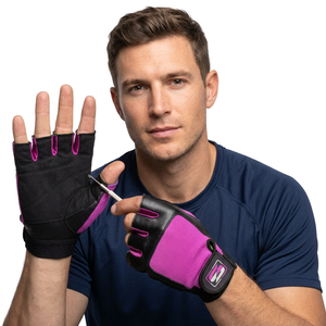 Gants de musculation unisexes respirants en cuir de vachette demi-doigts antidérapants durables avec logo personnalisé Saar Industries - Product Image 1