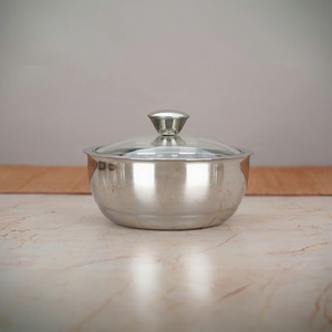 Casseroles en acier inoxydable avec couvercles en verre, rondes, 24 cm, durables pour cuisinières à gaz et à induction, design minimaliste - Product Image 2