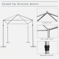 Support de toile de fond pyramidal à 4 poteaux et 8 éléments de toit réglables pour décoration de mariage et événements, base 380x380x5mm, OEM ODM