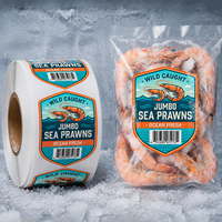 Étiquettes personnalisées pour emballages alimentaires, étiquettes pour aliments congelés, autocollants résistants à l'eau et au congélateur pour crevettes et fruits de mer