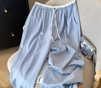 Pantalon léger en soie glacée à jambes larges, couleurs contrastées, coupe ample, amincissant, texturé, style Yamamoto