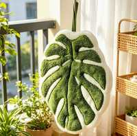 Serviette à main rectangulaire épaissie, design créatif et mignon, motifs montgolfière, bougie et feuilles de plantes, en microfibre douce, murale, pour la maison