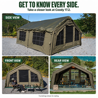 Tente gonflable familiale Coody Familia 17.2 Air - Verte, directement de l'usine, quatre saisons, portable, durable, grande tente de camping familiale pour l'extérieur