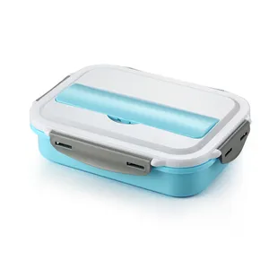 Plastic Metal Bento 3 4 Compartment Stainless Steel Leakproof Lunch Box Colorful Food Packing Box for Office dinner set