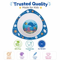 Assiette triangulaire imprimée en 3D sans BPA, prix d'usine, ensemble d'assiettes écologiques en PP pour enfants, idéales pour la rentrée scolaire