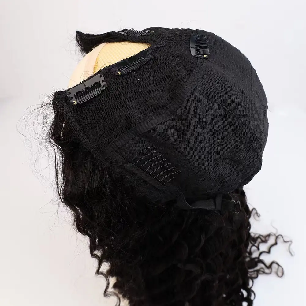 Perruques Offre Spéciale Lace Wigs 100% cheveux humains Remy, sans colle, partie V fine, Deep Wave, perruques de cheveux humains pour femmes noires