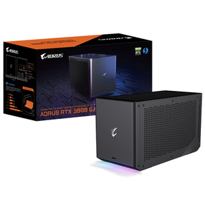 Tarjeta Gráfica <span class=keywords><strong>GIGABYTE</strong></span> AORUS RTX 3080 GAMING BOX (rev. 1) Usada Tarjeta Gráfica 2.0 con 10GB GDDR6X y Sistema de Refrigeración Todo en Uno WATERFORCE - Product Image 1
