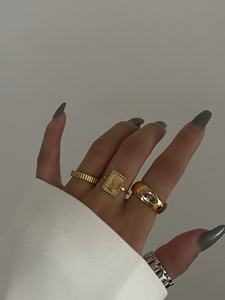 Anello Chunky da Donna Dazan 2025 Nuovo Modello Personalizzato in Acciaio Inossidabile Placcato Oro 18K con Zircone a Occhio di Cavallo per Matrimonio e Danza - Product Image 4