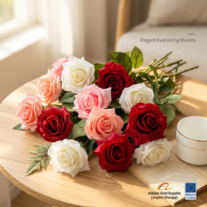 Ramo <span class=keywords><strong>de</strong></span> Rosas Rojas Artificiales <span class=keywords><strong>de</strong></span> Seda <span class=keywords><strong>de</strong></span> Alta Calidad en Oferta, Rosas <span class=keywords><strong>de</strong></span> Terciopelo <span class=keywords><strong>de</strong></span> Tacto Real, Regalo para el <span class=keywords><strong>Día</strong></span> <span class=keywords><strong>de</strong></span> <span class=keywords><strong>San</strong></span> <span class=keywords><strong>Valentín</strong></span> - Product Image 1