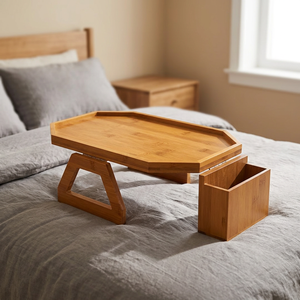 Mesa Auxiliar Moderna de Bambú Sostenible para Sofá, con Acabado Lacado, de un Solo Nivel, Plegable, Capacidad de 3-6 Litros, Personalizable, Tipo Vertical - Product Image 4