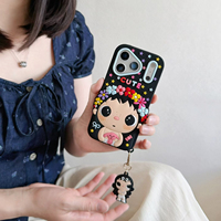 Coque de téléphone antichoc en silicone motif Fille Fleur Mignonne avec pendentif pour iPhone 17 Pro Max 16 15 Pro Max 14 13