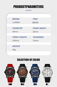 Relojes CURREN 8454 de nueva moda para hombre, diseño para mano izquierda, relojes de cuarzo con correa de silicona. - Product Image 5