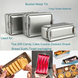 Bán buôn 150x60x65mm bạc Tiramisu kim loại hộp thiếc với khóa cấp thực phẩm bánh Biscuit bánh tráng miệng lưu trữ - Product Image 5