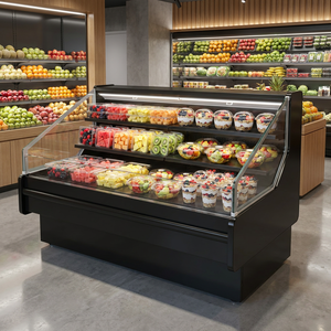 Réfrigérateur commercial à façade ouverte pour fruits tropicaux coupés, de +2 à +8°C, sans givre, multi-étagères, pour supermarché et bar à jus - Product Image 1
