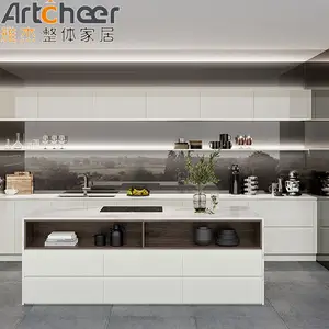 Italianos design de armário de cozinha, minimalista, feito na china, moderno, estilo de luxo, com pia, armário, placa