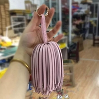Sjzmm Pompons en cuir véritable de haute qualité, super épais, 14 cm de long avec anneau, pompon en cuir de vachette pour accessoires de sac