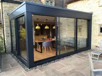 Portes coulissantes d'isolation thermique pour patio, en alliage d'aluminium, double vitrage, robustes, design moderne, extérieur, verre trempé