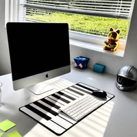 Grand tapis de sol imprimé couleur unie motif touches de piano, non-coussiné, pour bureau et gaming, design créatif, incontournable pour les amateurs de musique