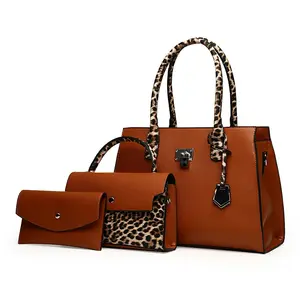 2024 Fashionable Women's Handbag Set Large Capacity One Shoulder Leopard Print Casual Tote with Two Handles