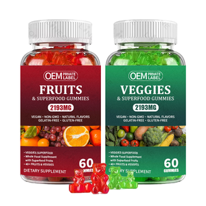 Gummies Super Aliments Fruits & Légumes Marque Blanche OEM 2193mg Mélange de 40+ Fruits et Légumes Végétaliens 60 Gummies - Product Image 1