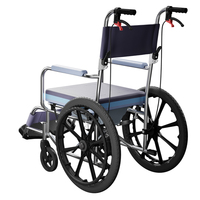 Cansera 228 Chaise de douche et de toilette 3-en-1 imperméable, fauteuil roulant en aluminium anti-corrosion, roues solides de 16 pouces, siège en cuir avec toilette extractible