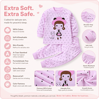 Ensemble de pyjama 100 % coton pour enfants, motif à pois mignon pour filles, vêtements de nuit pour bébés et tout-petits, pyjamas de classe A pour tout-petits, étiquette privée OEM personnalisée