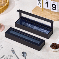 Großhandel Benutzerdefinierte Logo Luxus Schwarze Papier-Geschenkbox mit Klarem PVC-Fenster Trennwänden Makronen Schokoladen Kaffeebohnen Verpackungsboxen