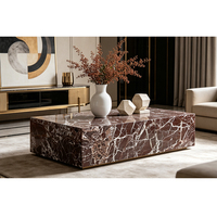 Table basse en marbre rouge Rosso Levanto avec veines violettes et blanches, pierre naturelle, pour salon moderne de luxe