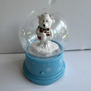 Personnalisé Gemmy ours polaire boule à neige sans eau pièces musicales nous vous souhaitons un joyeux <span class=keywords><strong>noël</strong></span> chanson <span class=keywords><strong>noël</strong></span> fait à la main ornement en résine - Product Image 2