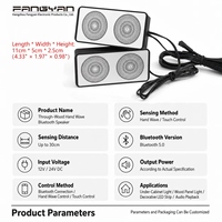 Interrupteur Tactile Dissimulé 12V 5A pour Bois jusqu'à 30mm, Contrôle par Vibration Manuelle, pour Haut-parleur Bluetooth et Éclairage LED de Meubles, Armoires et Placards