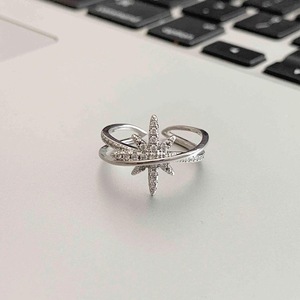 Bague étoile octogonale en argent pur S925 avec incrustation raffinée, design de niche, tendance, étoile scintillante, polyvalente, légère - Product Image 4