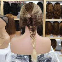 Peluca de Cabello Humano Virgen Brasileño 100% con Ondas Naturales, Frontal de Encaje 13x4, Transparente, Sin Pegamento, con Flequillo, Densidad 220%, Color 4/27