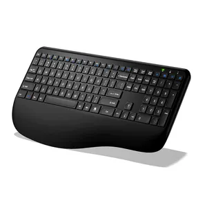 Teclado inalámbrico para ordenador, dispositivo ergonómico con reposamuñecas, USB C, tamaño completo de 2,4G, recargable, con receptor 2 en 1 para Windows