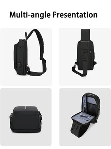 盗難防止アウトドア旅行カジュアルハイキング防水スリングショルダー調整可能ストラップクロスボディマンチェストバッグUSBチャージ付き - Product Image 5