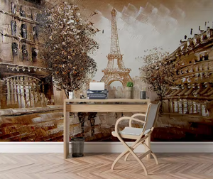 Peinture à l'huile de la Tour Eiffel de <span class=keywords><strong>Paris</strong></span>, murale moderne de ville européenne, imperméable, installation facile, papier peint 3D personnalisé pour l'intérieur de la maison - Product Image 4