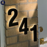 Letrero de Número de Casa LED 3D de Acero Inoxidable Retroiluminado Personalizado para Publicidad y Decoración, Tamaño y Color Personalizables, IP65 Impermeable