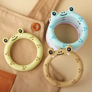 Custom Wholesale Manufacturer Frog Bpa Free Silicone Teething Toys Pacifier Bracelet Ring Silicone Baby Teether