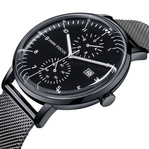 Men's Large Dial Chronograph Quartz Watch Stainless Steel Mesh Band 3ATM Waterproof Luminous Sub-dials Business Casual Watch - Product Image 2